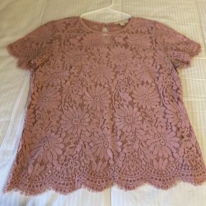 Floral Lace Top, Light Pink: Very Good Condition